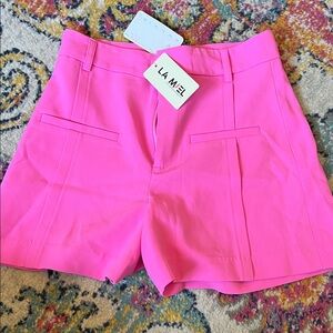 LA MIEL Vibrant Pink High Waist Shorts